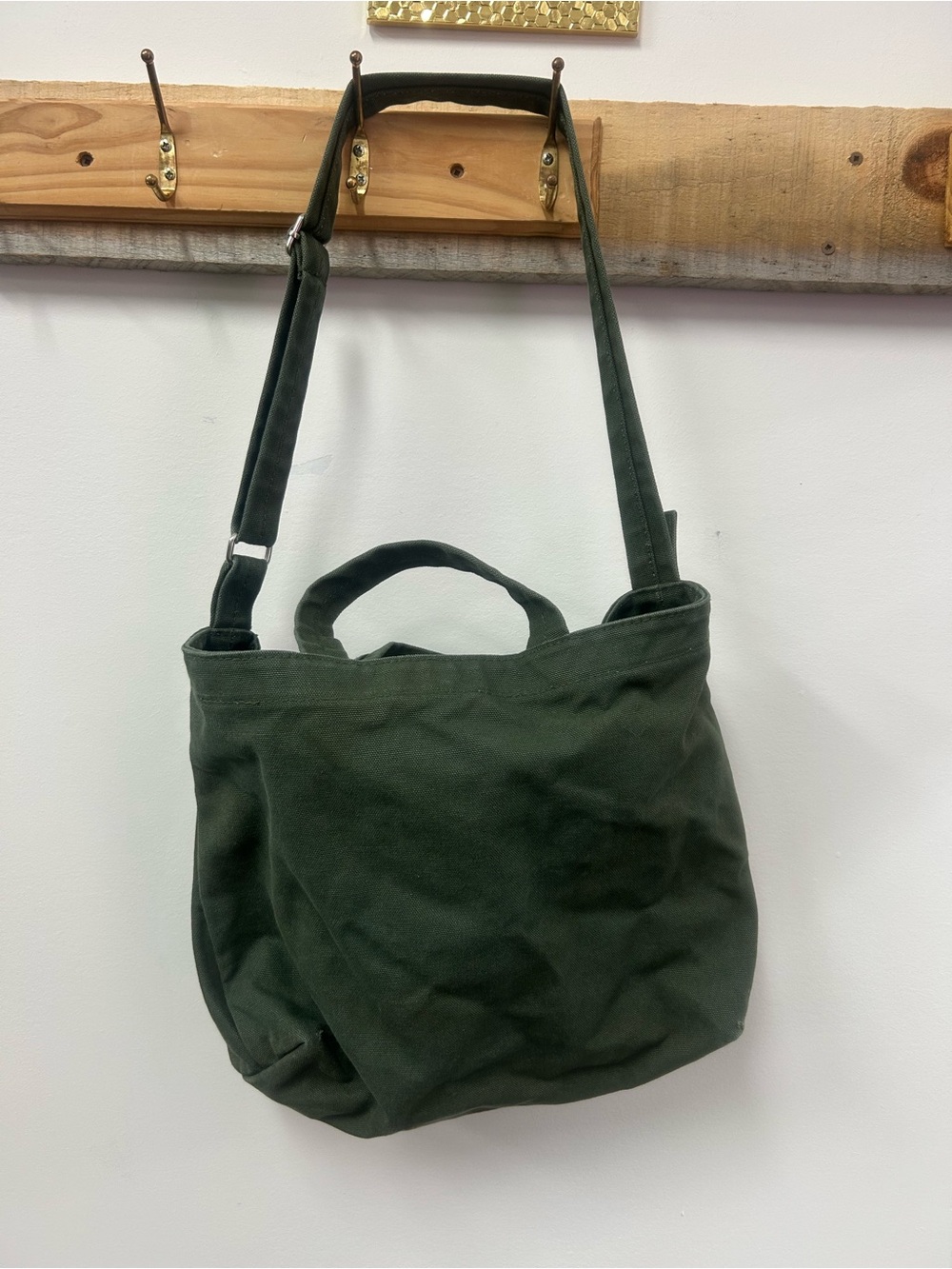 BAGGU - Dark Green Canvas Tote Bag - Versatile Women's Shoulder Bag